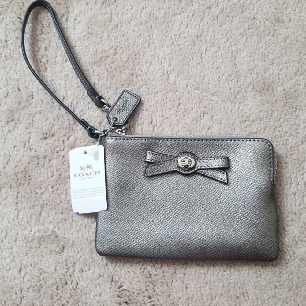 Silver Coach Wristlet